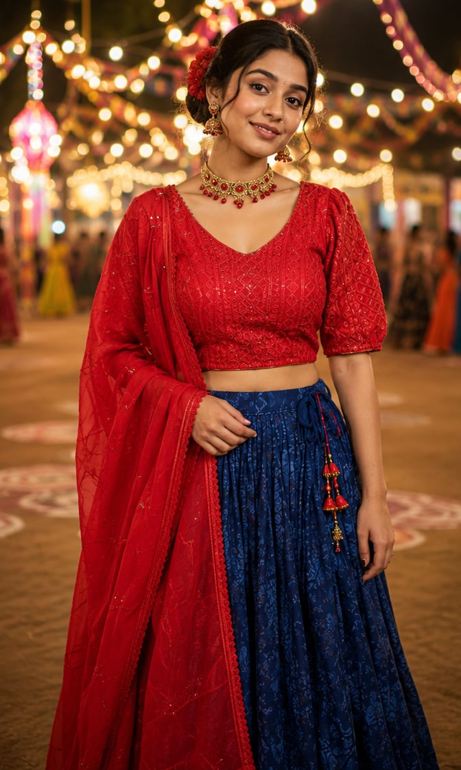 Red and Blue Chanya choli  size XXL for sale in Clyde North