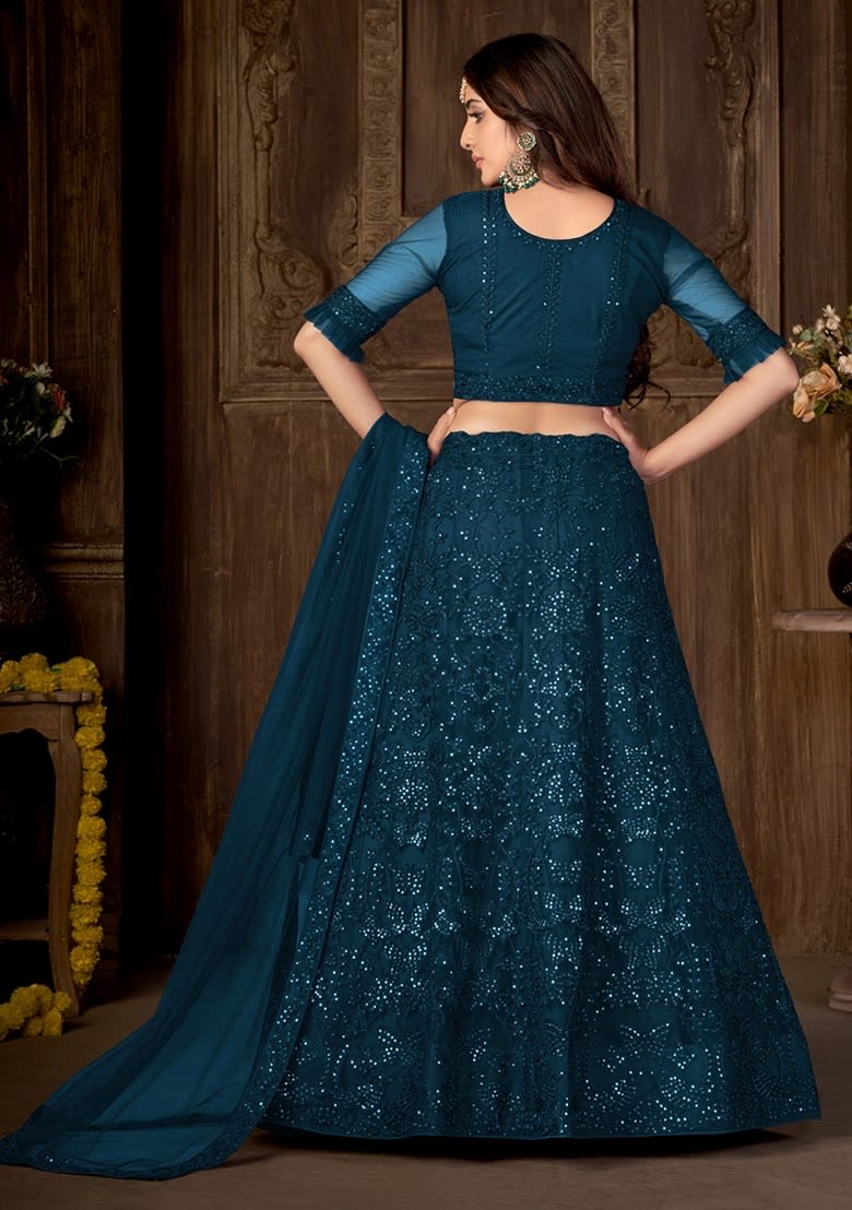 Sequin Zari Embroidered Net Lehenga photo 2