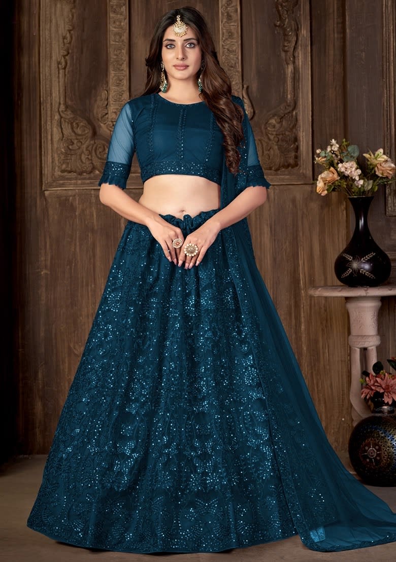 Sequin Zari Embroidered Net Lehenga size M for sale in Bardia