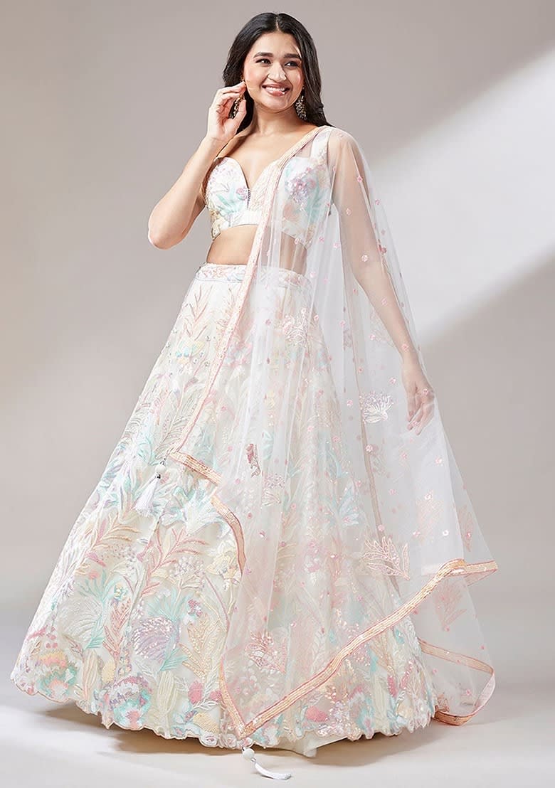 Sequin Embroidered Net Lehenga for sale in Bardia