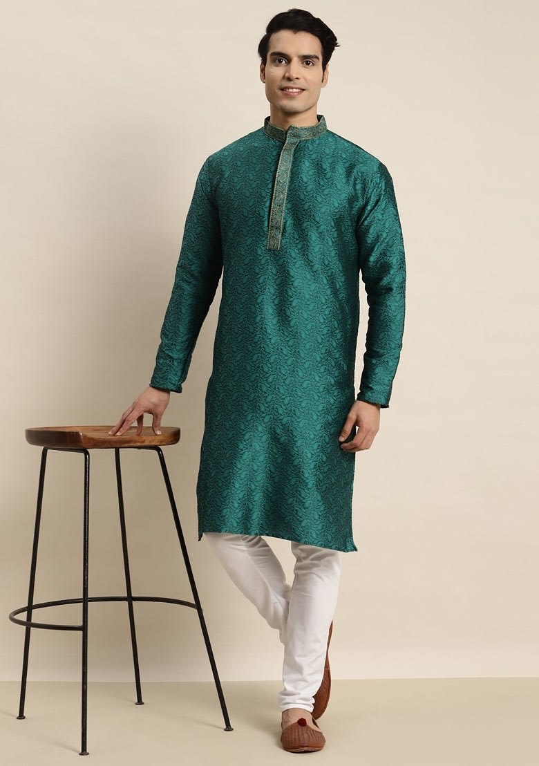 Ethnic Motifs Jacquard Kurta Set photo 2