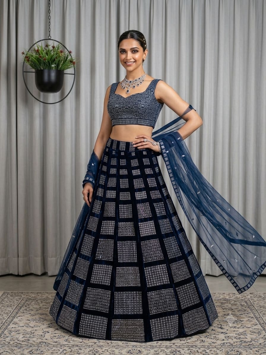 Luvruvi fully stitched velvet Lehenga photo 2