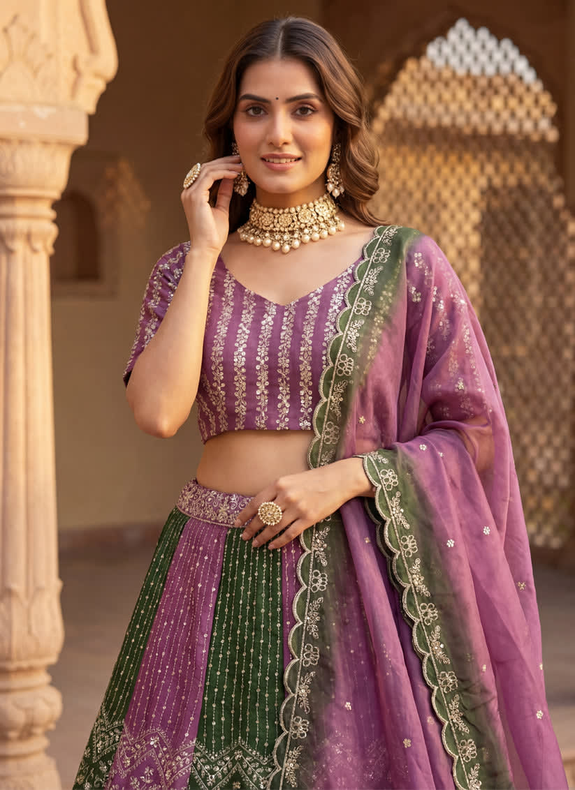 Chinon Sequin Embroidery Lehenga photo 2