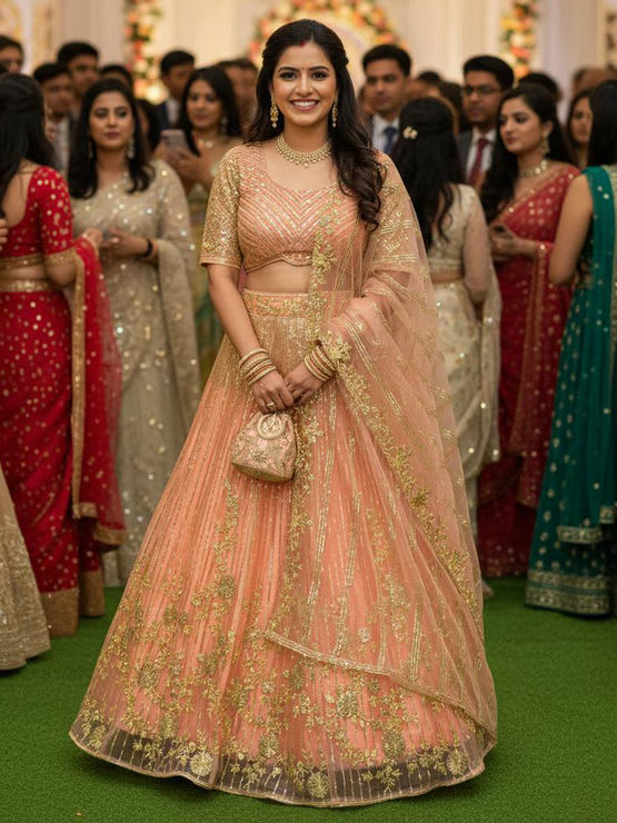 Embroidered Zari Work Lehenga Sequins size XXL for sale in Bardia