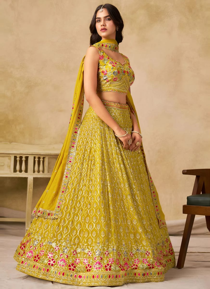 Georgette Sequence work Lehenga photo 2