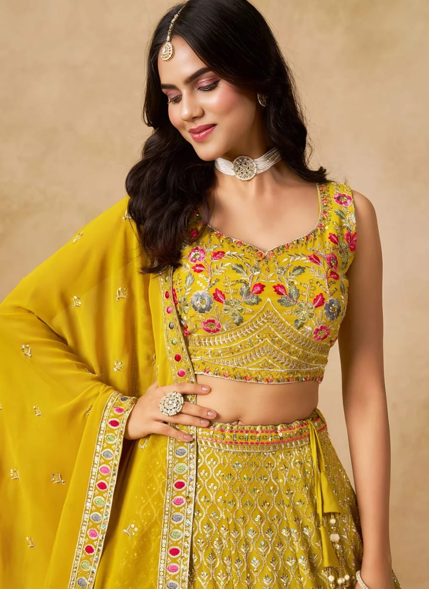 Georgette Sequence work Lehenga photo 4