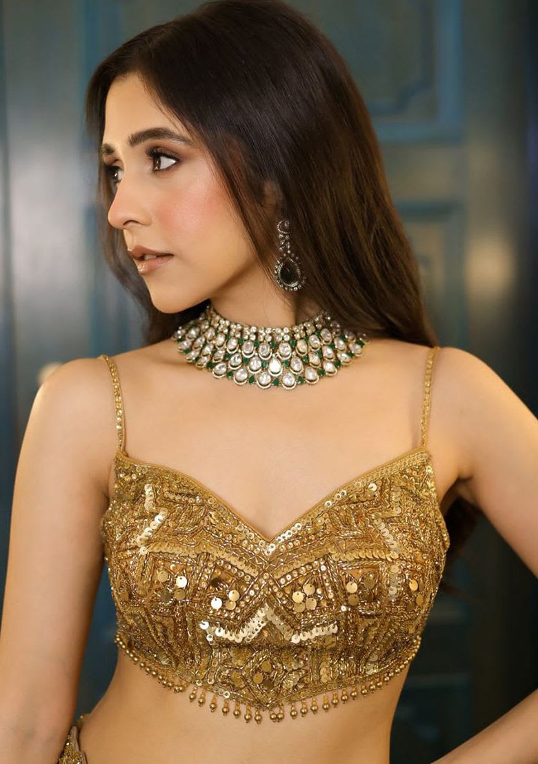 Golden Premium Butterfly Net Lehenga photo 3