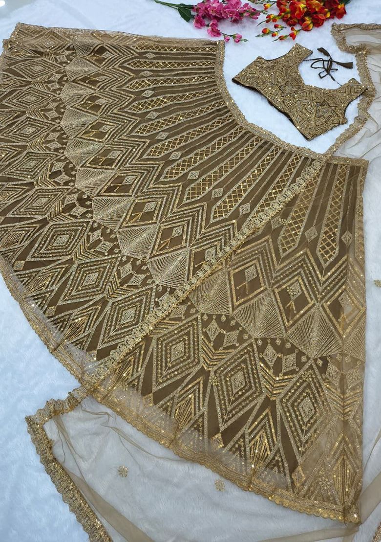 Golden Premium Butterfly Net Lehenga photo 4