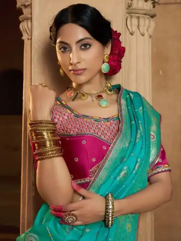Designer Pure Satin Saree photo 2