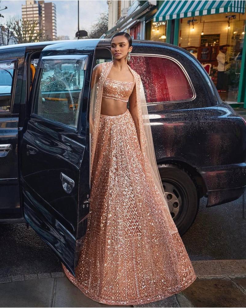 Net Lehenga with Rainbow Sequins & Dori Work size S for sale in Bardia