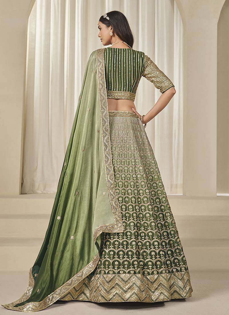 Olive Embroidered Lehenga – Unstitched photo 2