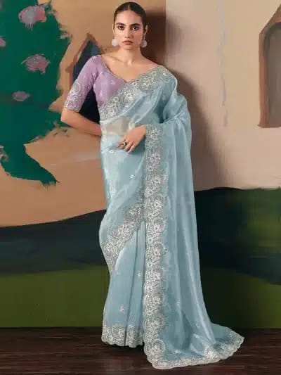 Embroidered Saree Stone Work photo 4