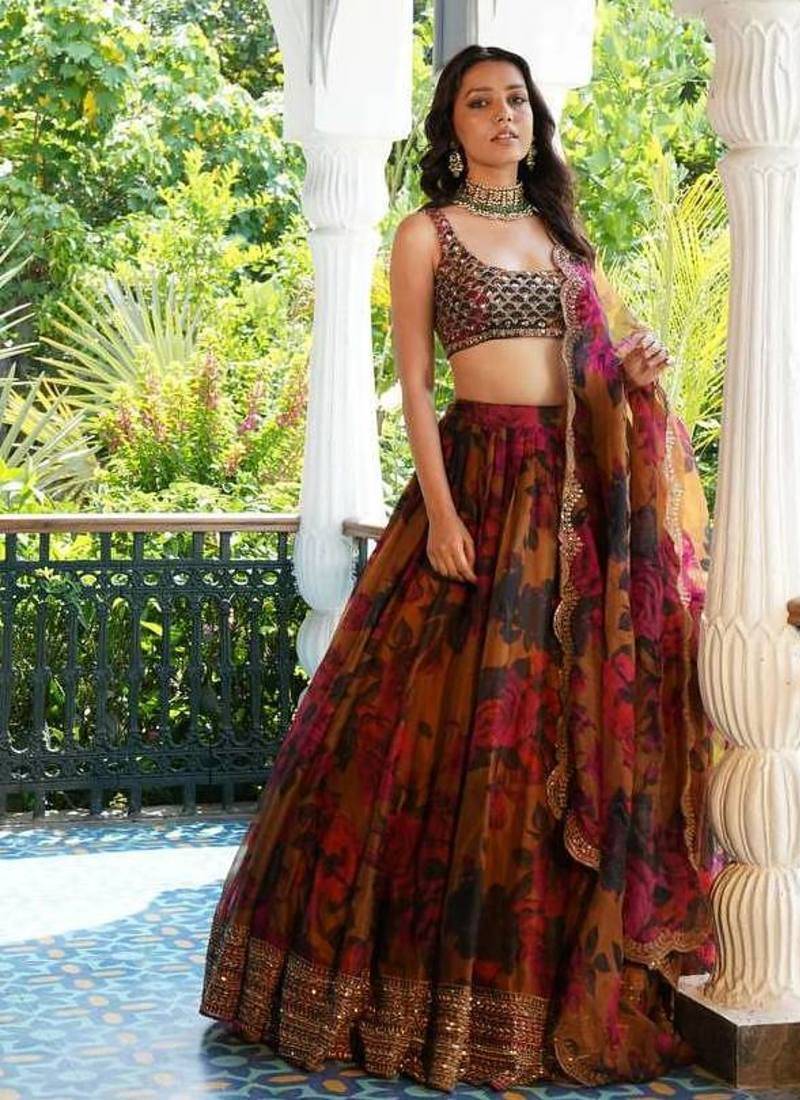 Organza Digital Print Lehenga size XXL for sale in Bardia