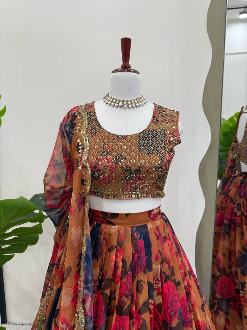 Organza Digital Print Lehenga photo 3