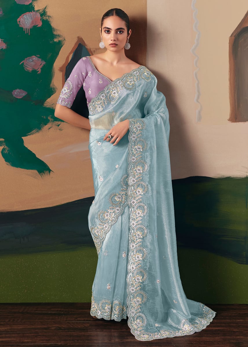 Embroidered Saree Stone Work in Bardia for sale