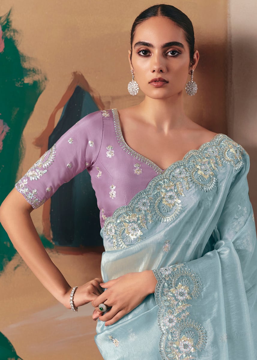 Embroidered Saree Stone Work photo 2