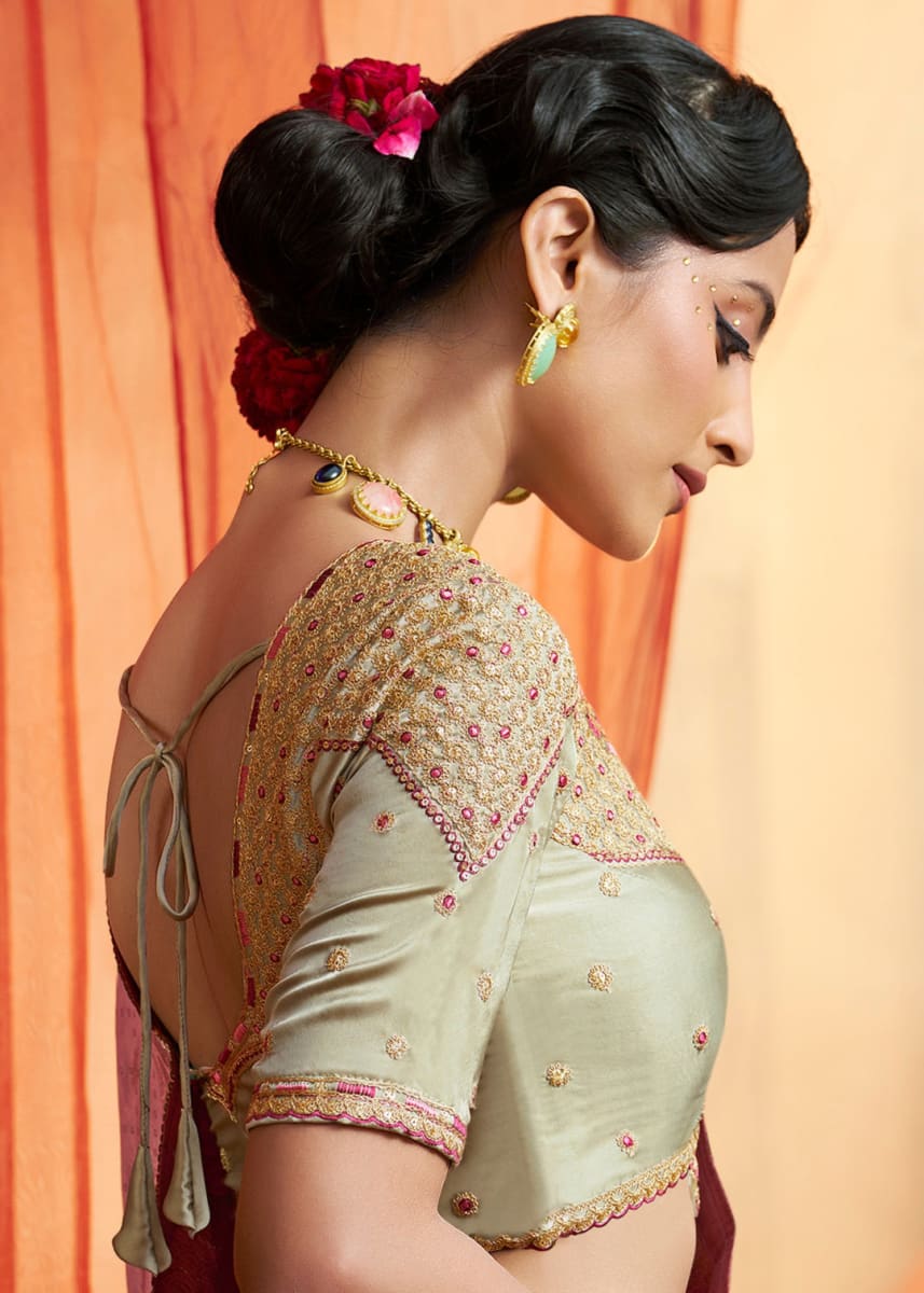 Designer Pure Satin Saree photo 4