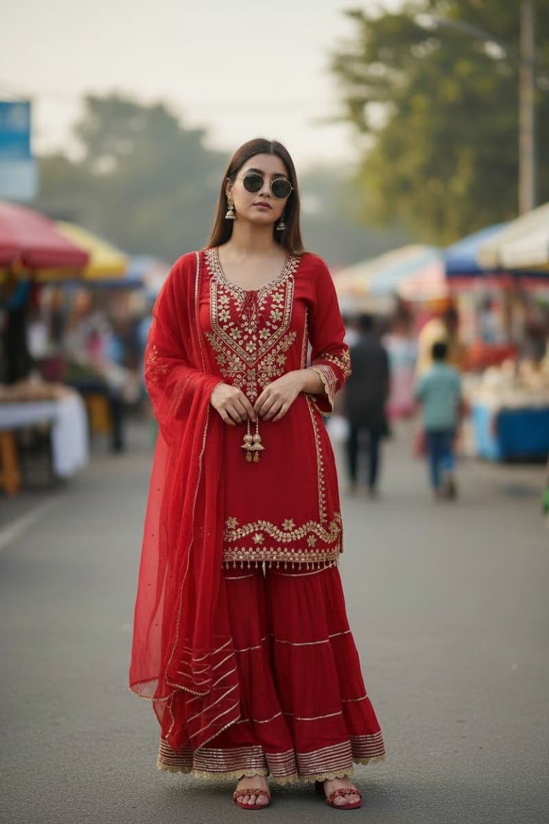 Red Gotta patti sharara suit - 3 pc - sz XL (AUS SZ 14) size XL for sale in Canberra