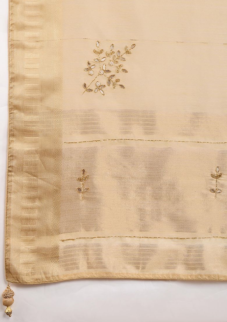 Beige Khatli Handwork Tissue Linen photo 3