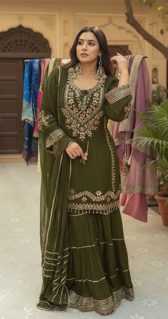 Henna green Gotta patti & Mirror work suit - Sz M (Aus sz 10) size M for sale in Canberra