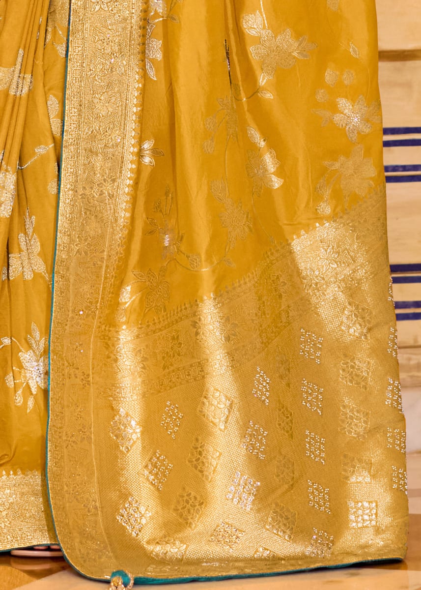Banarasi Yellow Crepe Silk Saree photo 5