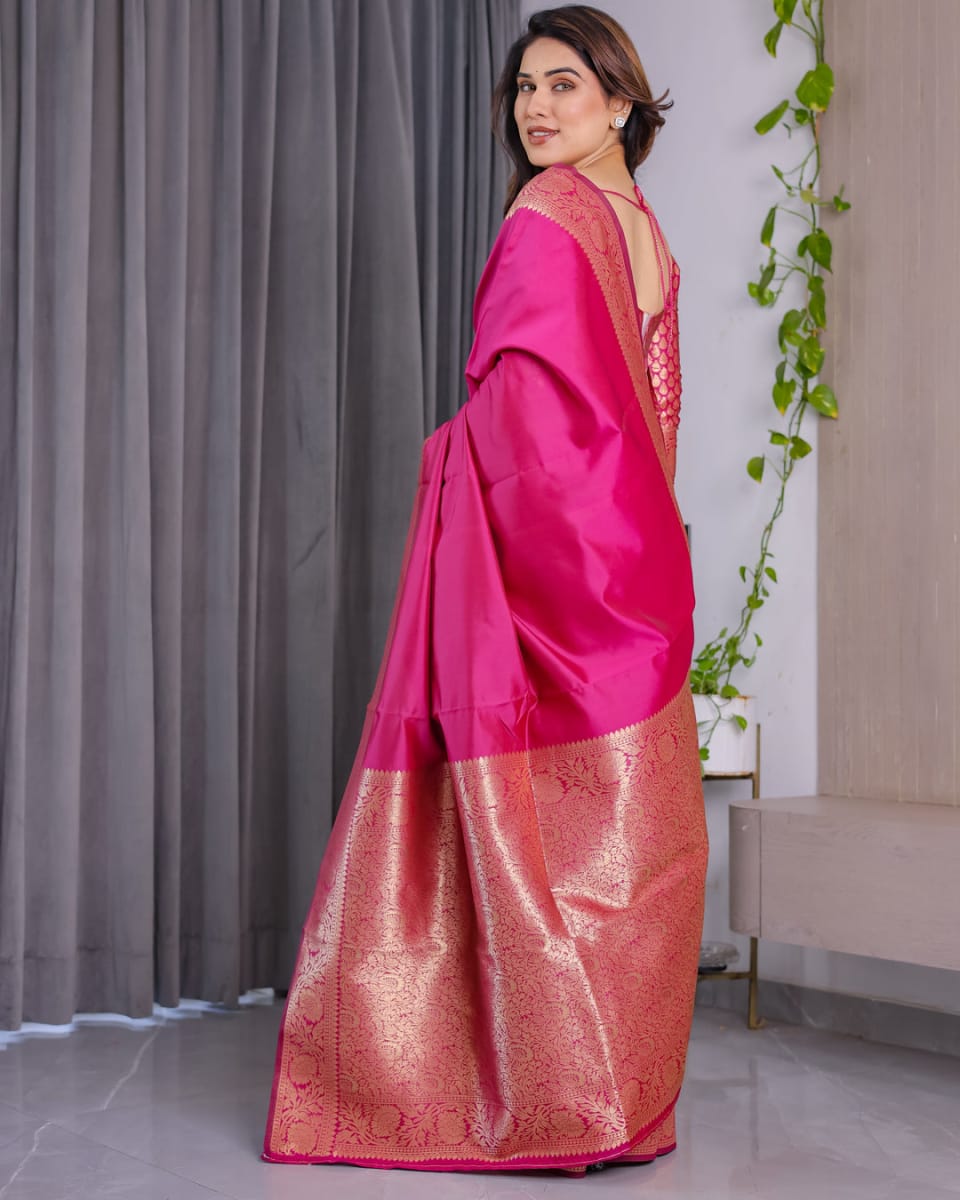 Banarasi Silk Sarees Zari Border photo 2