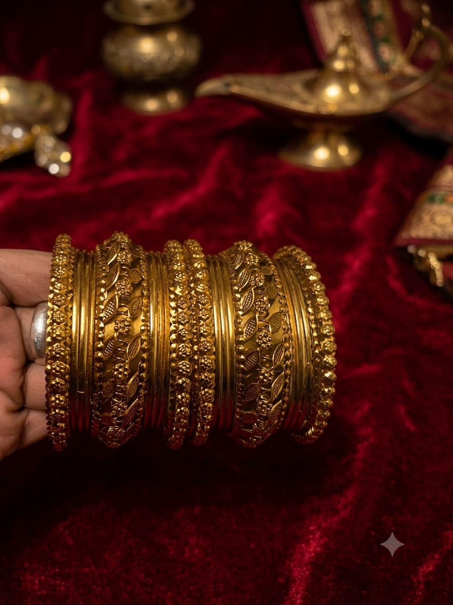 Luvruvi gold metal bangles photo 3
