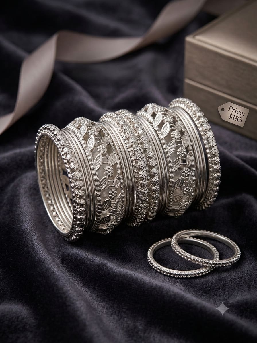 Luvruvi metal silver bangles photo 2
