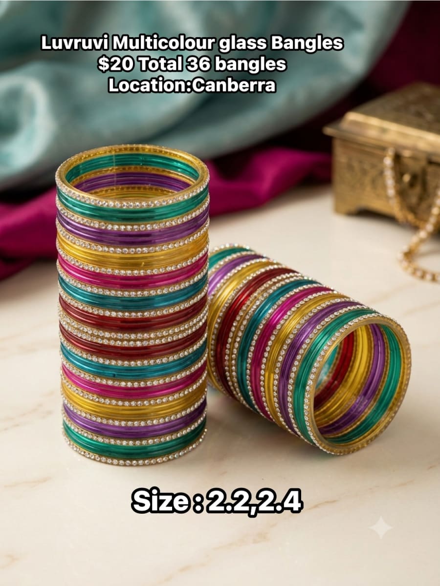 Luvruvi Multicoloured Glass Bangles size S for sale in Amaroo