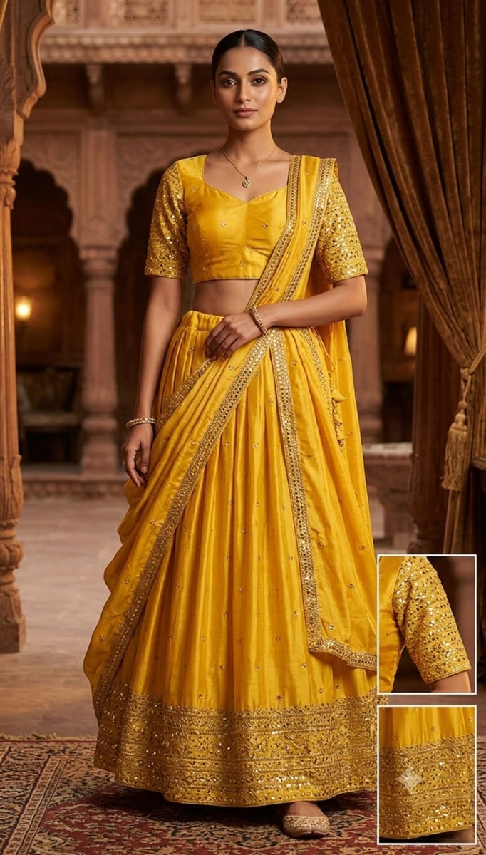 Luvruvi lemon yellow Lehenga photo 2