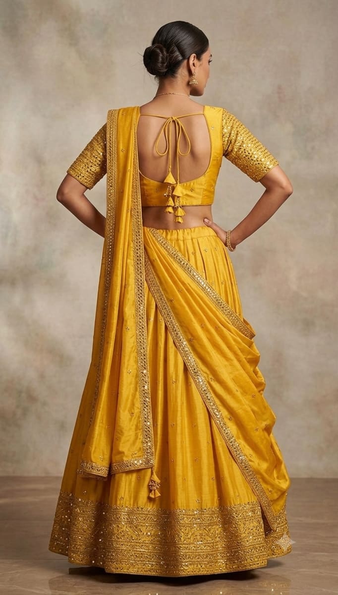 Luvruvi lemon yellow Lehenga photo 3