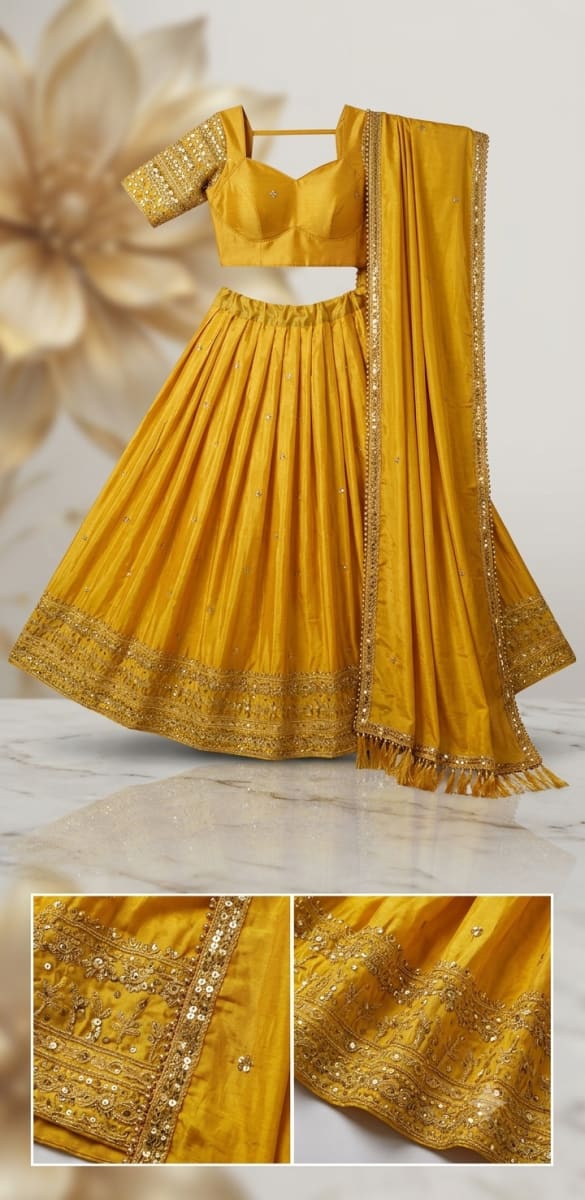 Luvruvi lemon yellow Lehenga photo 4