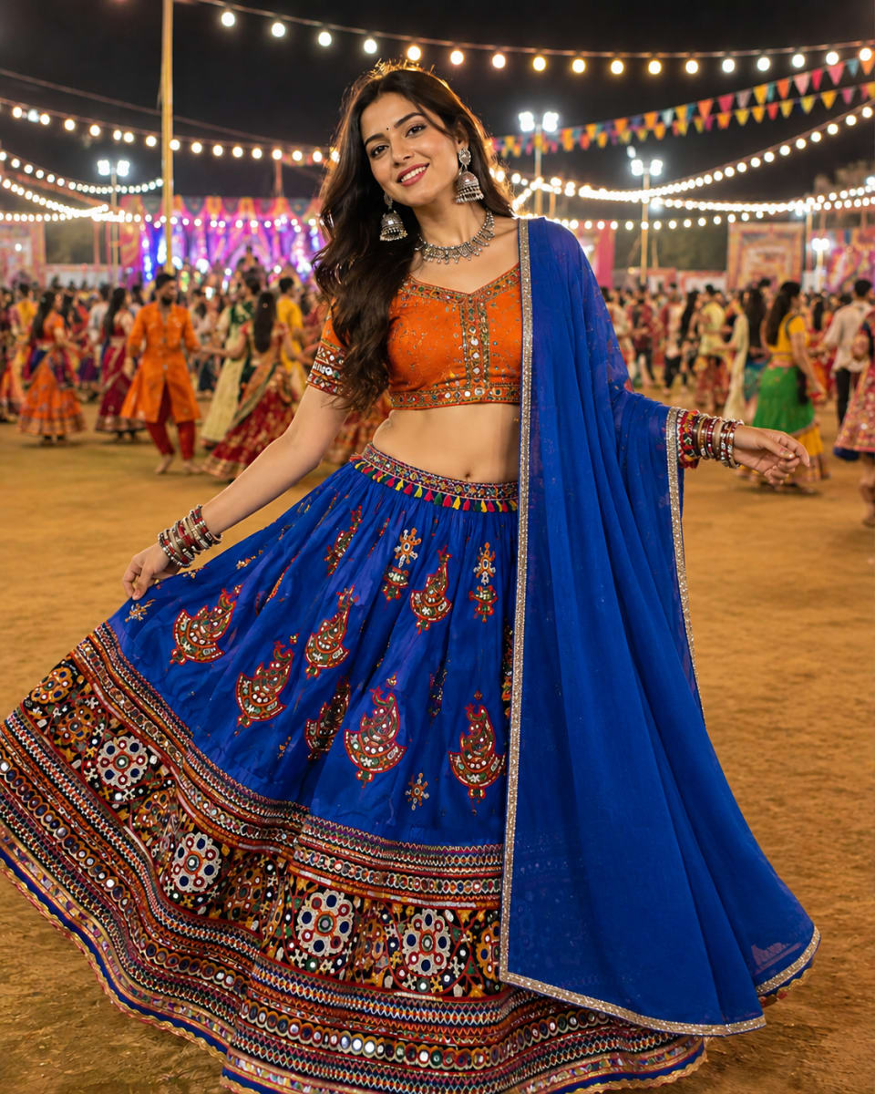 Beautiful Blue Orange Garba dress for sale in Clyde North