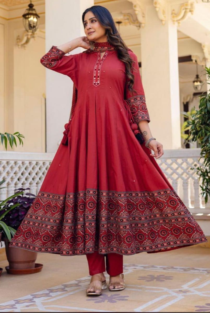 Indian wear- Red Anarkali suits photo 2