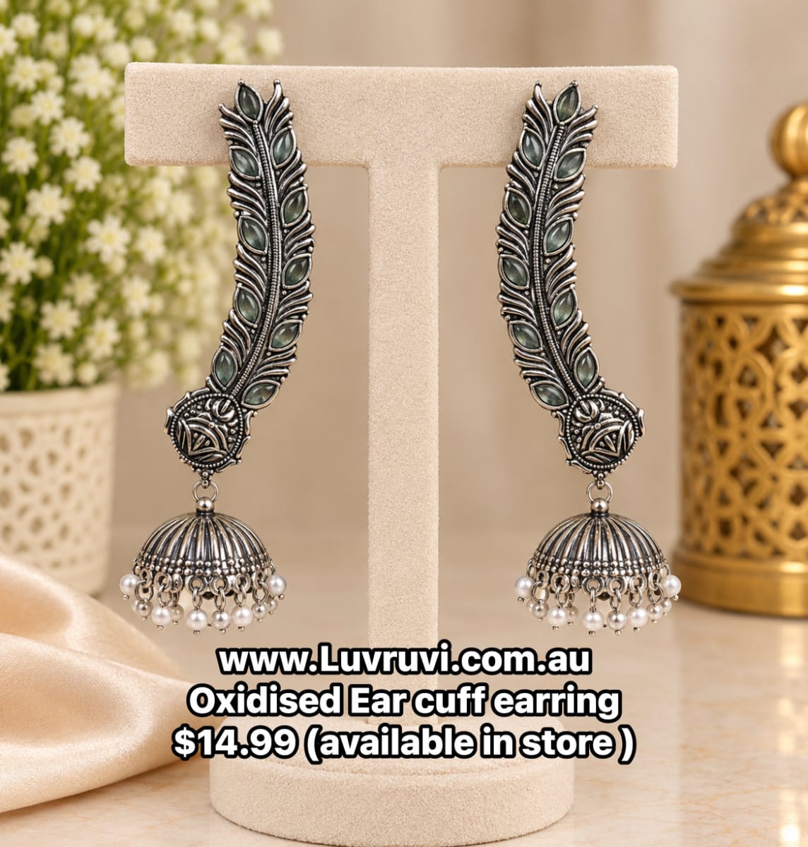 Oxidised ear cuff earring photo 7