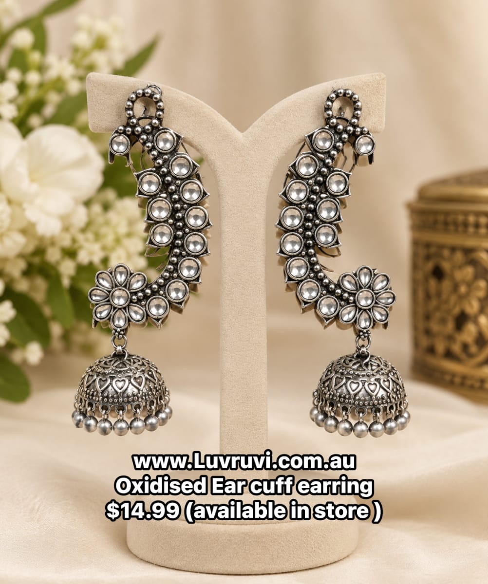 Oxidised ear cuff earring photo 2