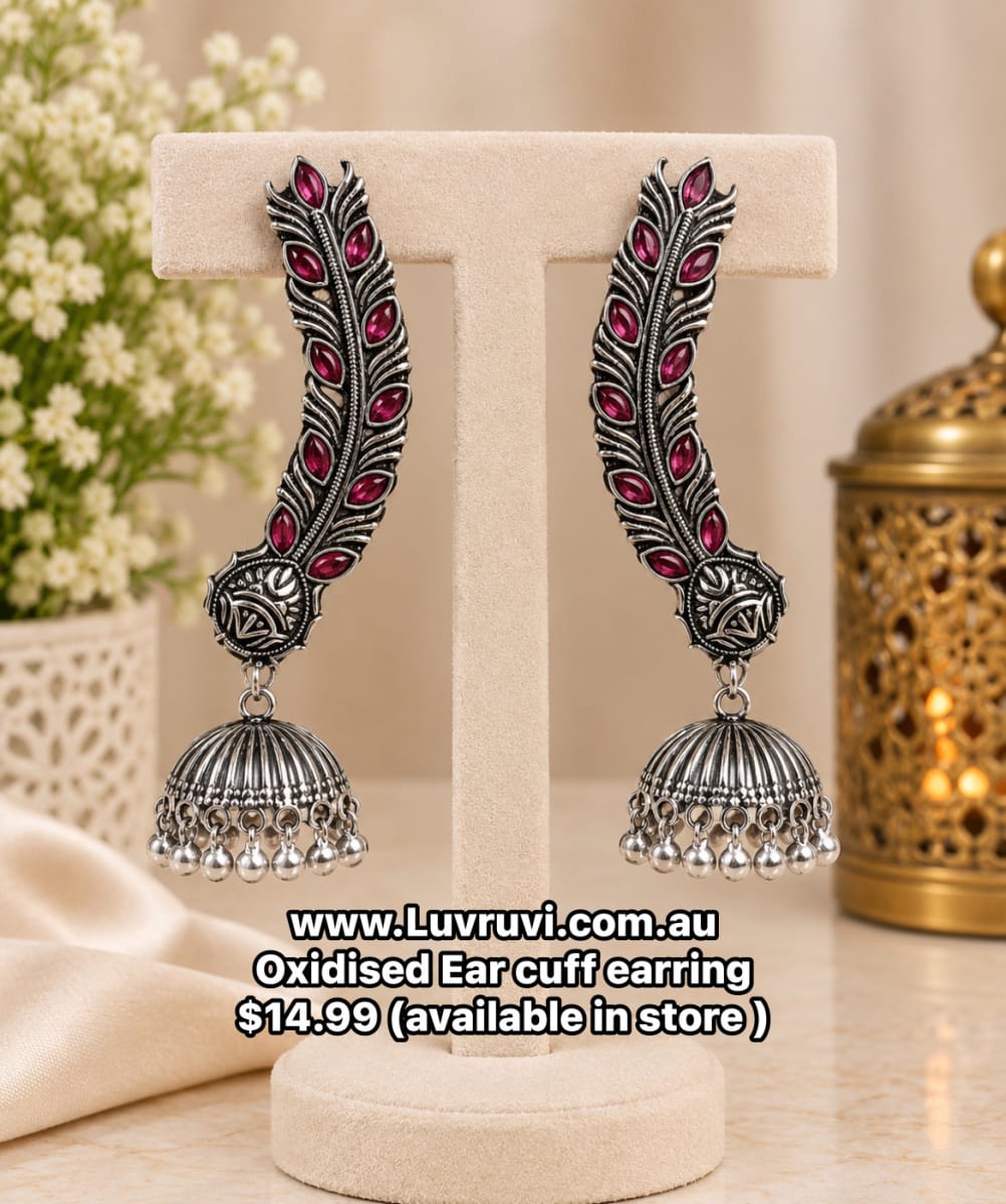 Oxidised ear cuff earring photo 6