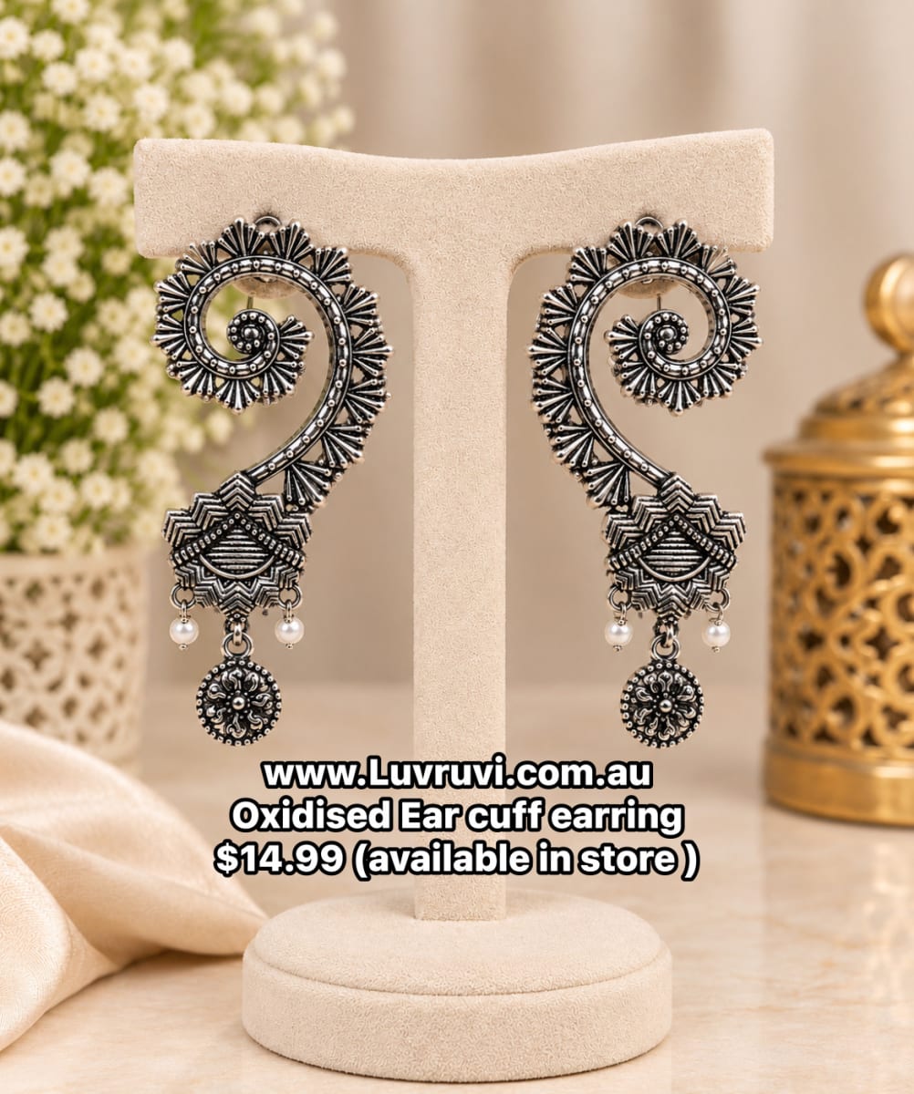 Oxidised ear cuff earring photo 5