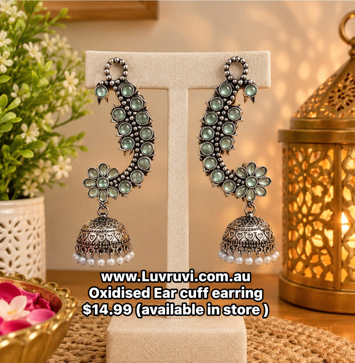 Oxidised ear cuff earring photo 4