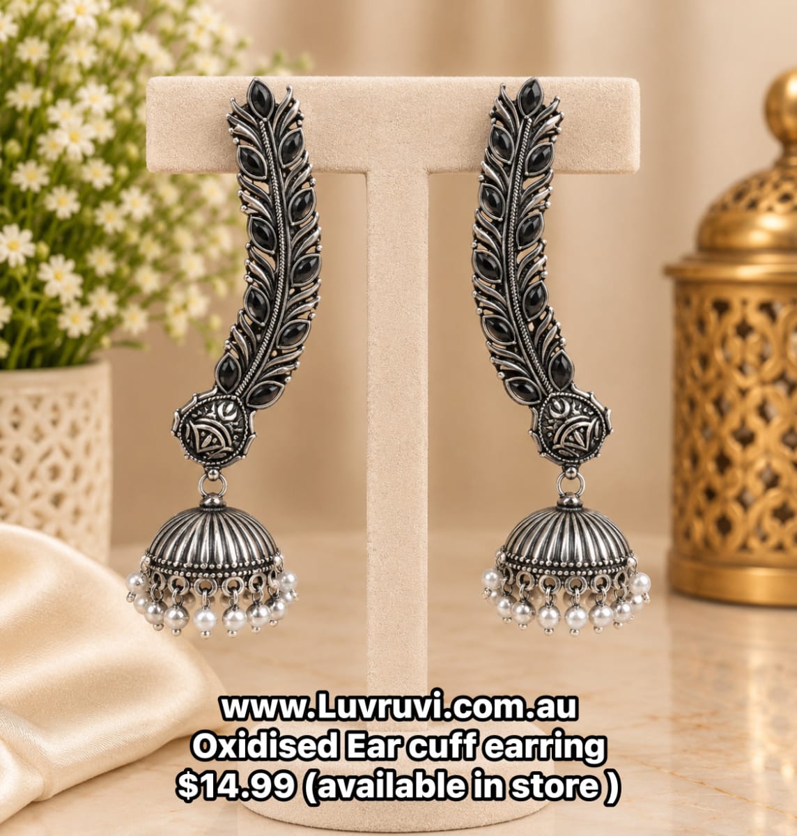 Oxidised ear cuff earring photo 8