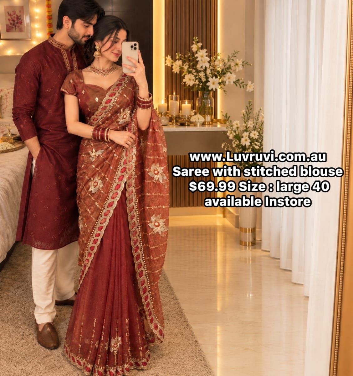 Premium butter net Saree with stitched blouse  photo 2