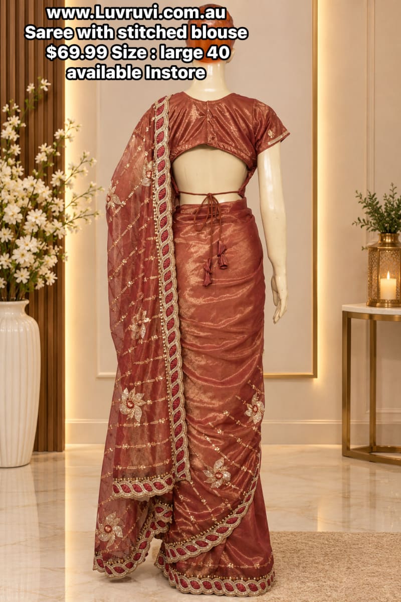 Premium butter net Saree with stitched blouse  photo 4