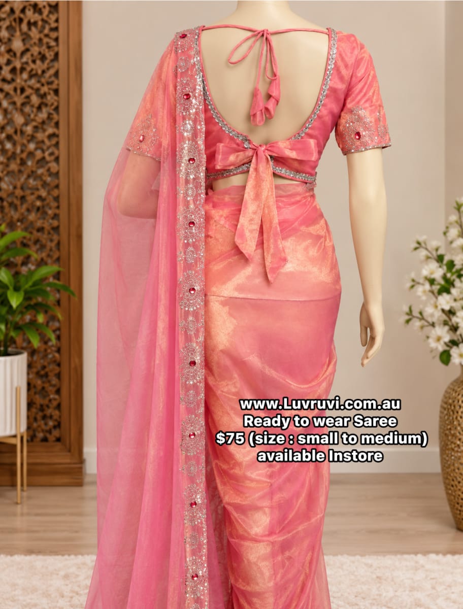 1 min Saree with stitched blouse  photo 5