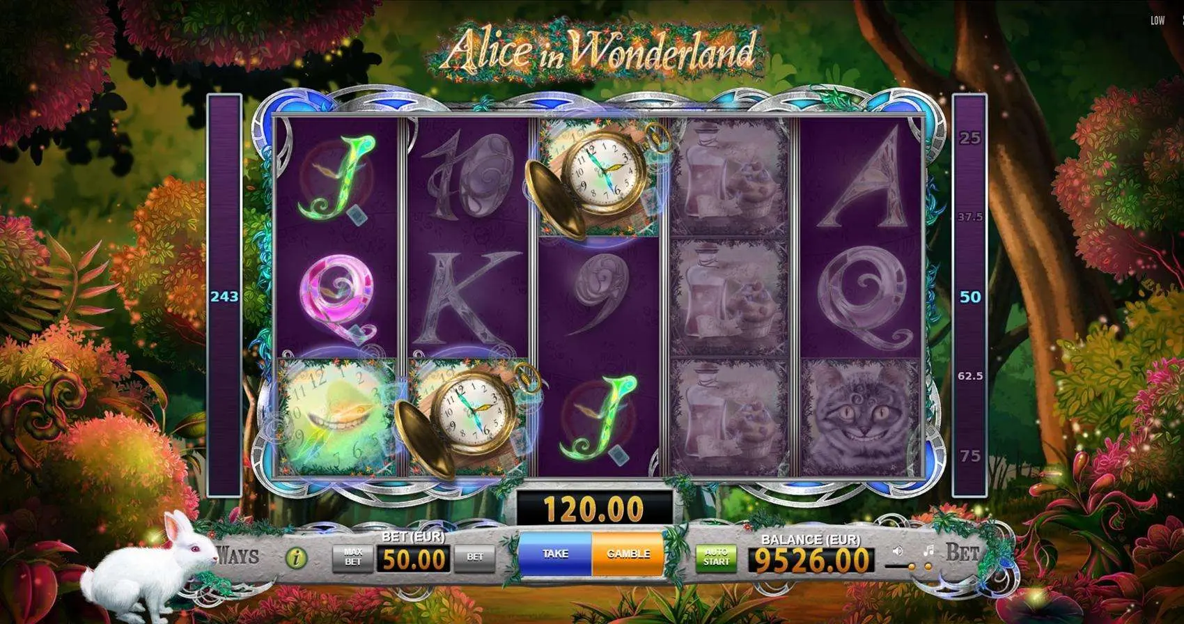 Alice in Wonderland slot demo version gameplay screen