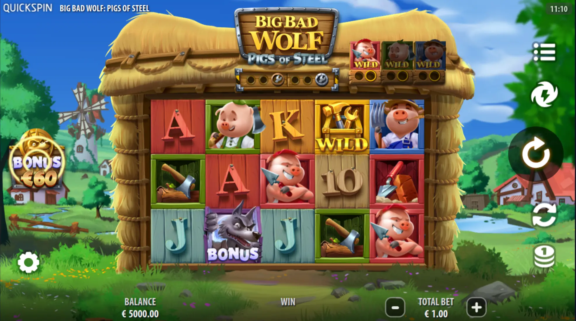 Big Bad Wolf slot demo version gameplay screen free spins mode