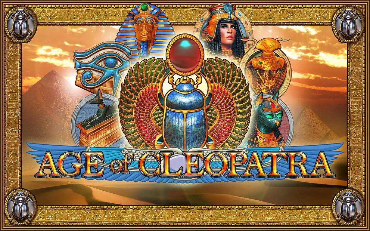 Age of Cleopatra slot gameplay screen with Egyptian themed reels and symbols