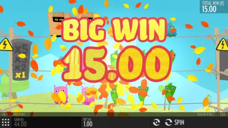 Birds On A Wire slot demo version gameplay screen