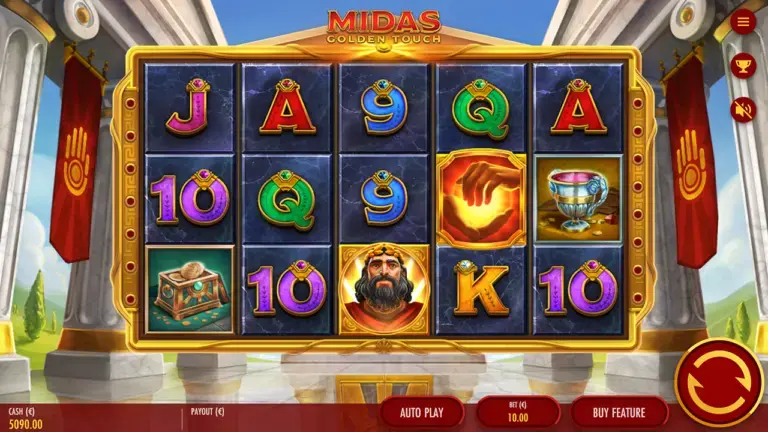 Midas Golden Touch slot demo version gameplay screen