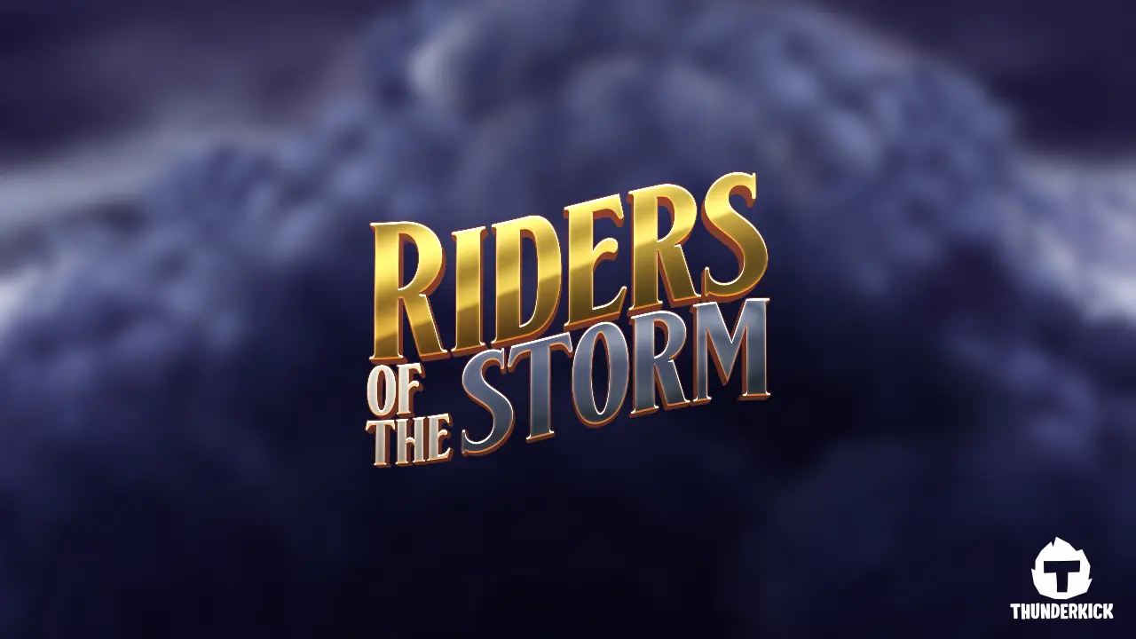 Riders of the Storm slot gameplay screen with pirate theme reels
