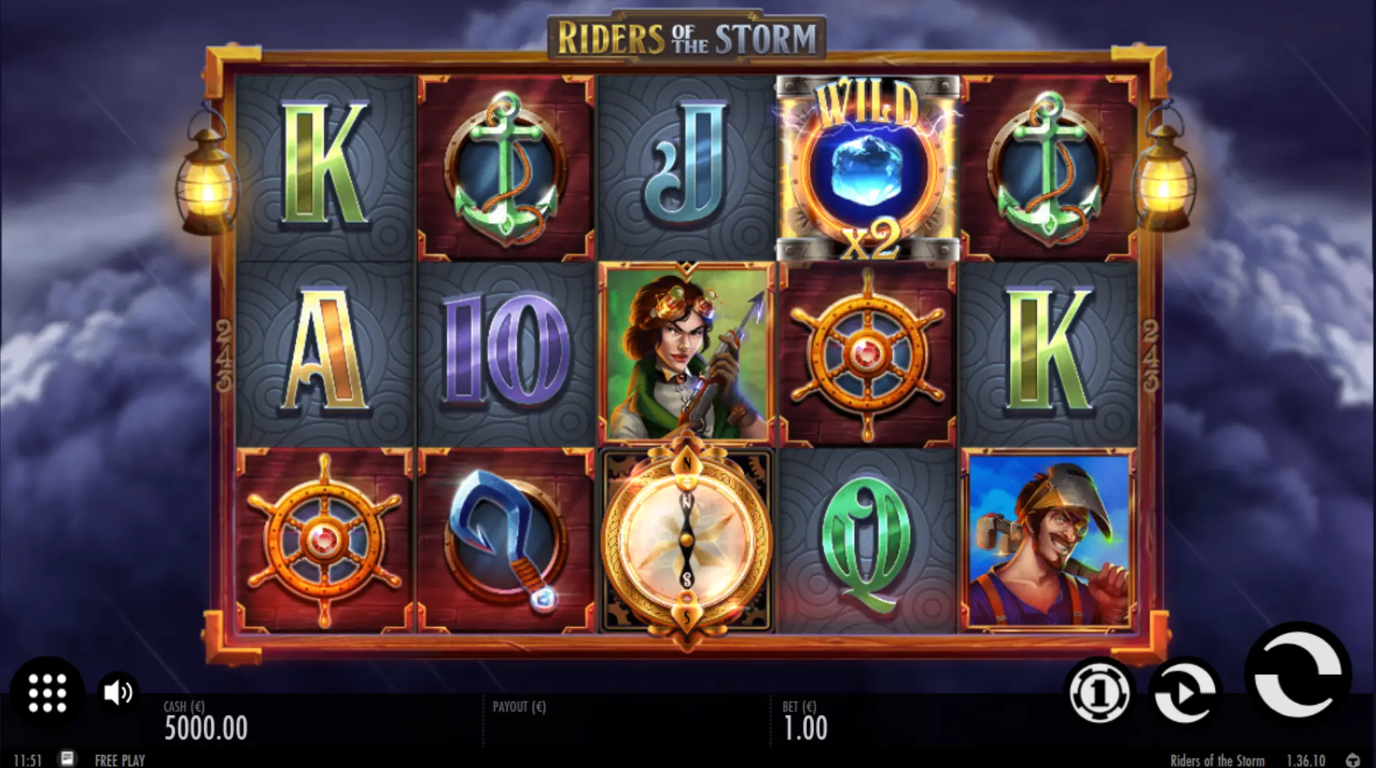 Riders of the Storm free spins bonus screen demonstration